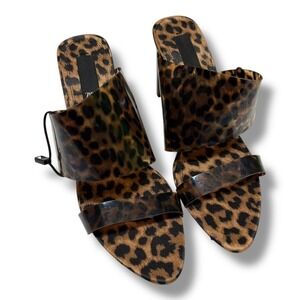 ZARA‎ Leopard Print Clear Strap Heels Women EU 40 Chunky Block Heel Mules